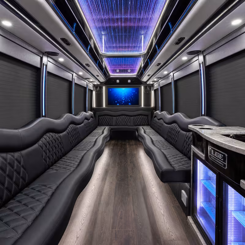 15 Passenger Party Bus Interior