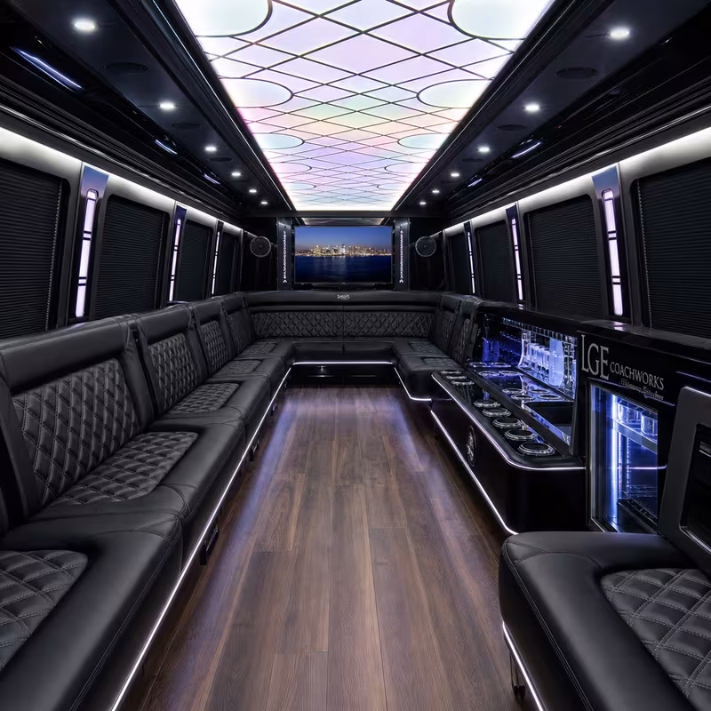 15 Passenger Party Bus Interior