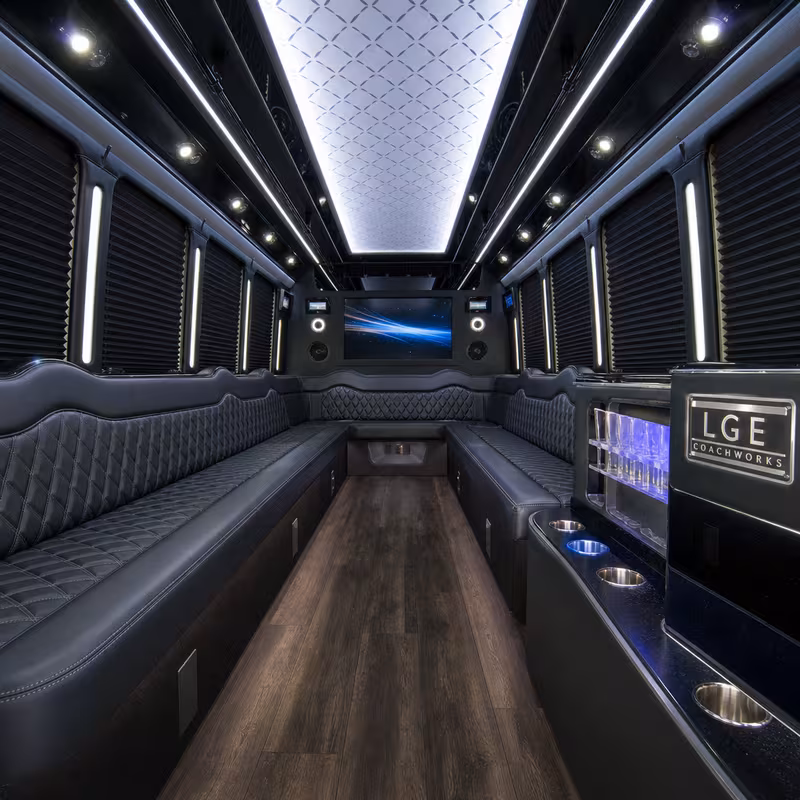 18 Passenger Party Bus Interior