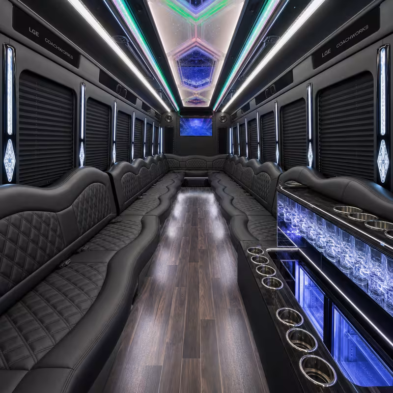 18 Passenger Party Bus Interior