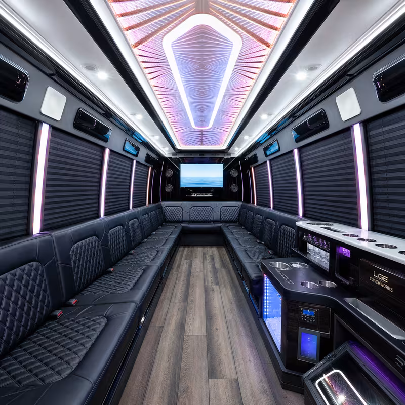 20 Passenger Party Bus Interior