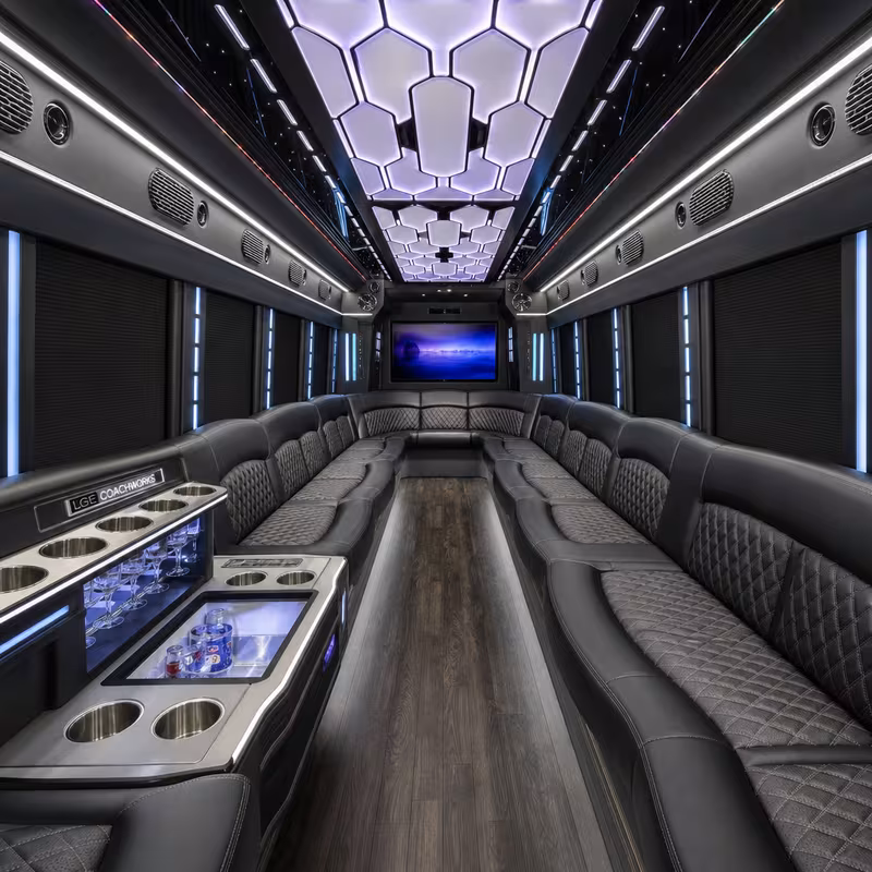 25 Passenger Party Bus Interior