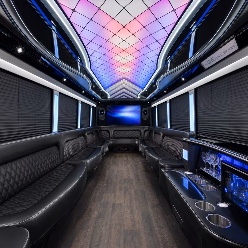 25 Passenger Party Bus Interior