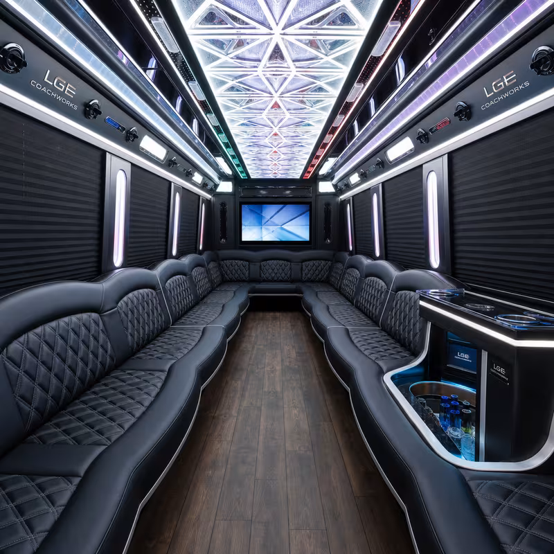 28 Passenger Party Bus Interior