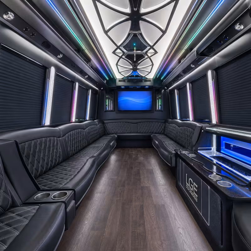 28 Passenger Party Bus Interior