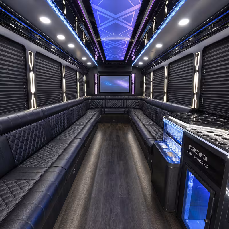 40 Passenger Party Bus Interior