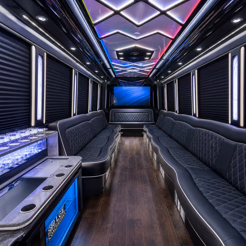 50 Passenger Party Bus Interior