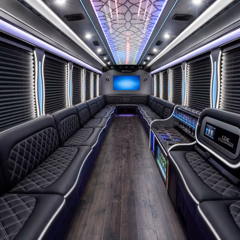 50 Passenger Party Bus Interior