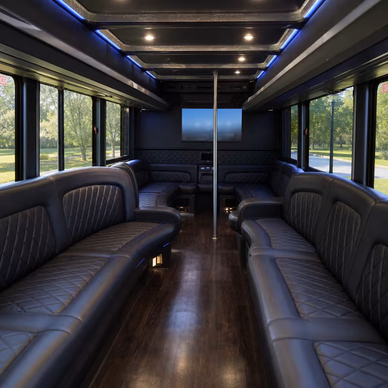 Passenger watching the Pembroke Pines scenery during a regional party bus road trip