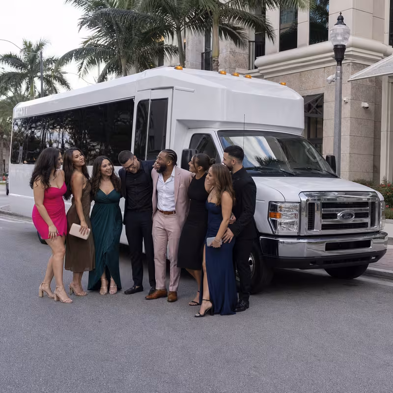 Black Mercedes Sprinter van staged for an Pembroke Pines Bachelor & Bachelorette Transportation group