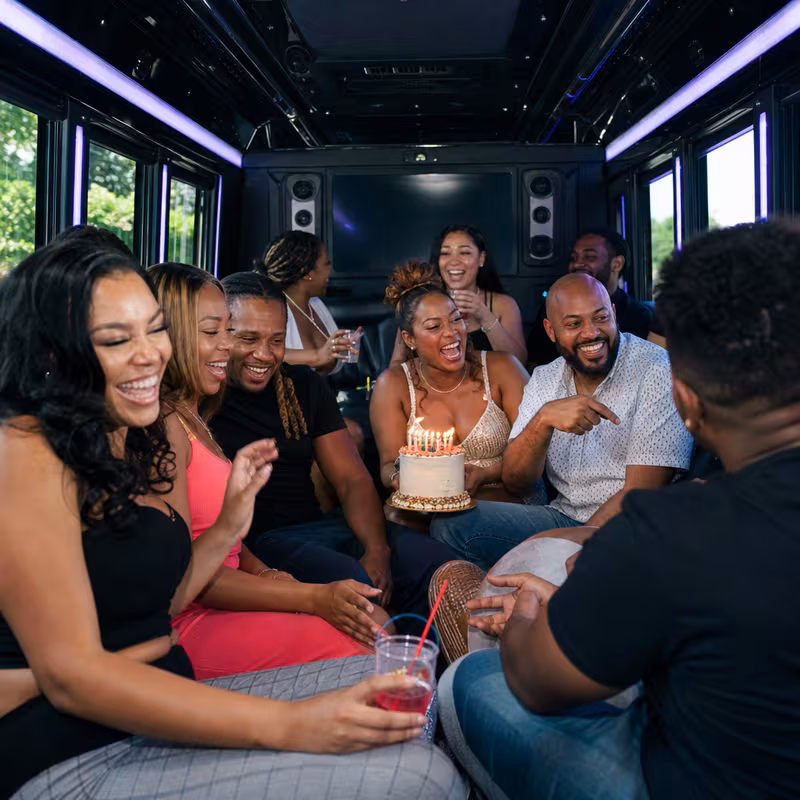 Black Mercedes Sprinter van staged for an Pembroke Pines Birthday Transportation group