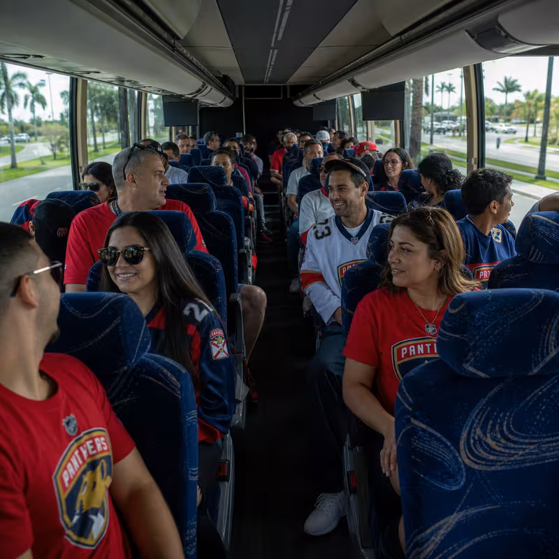Passenger seating aboard a Pembroke Pines party bus rental