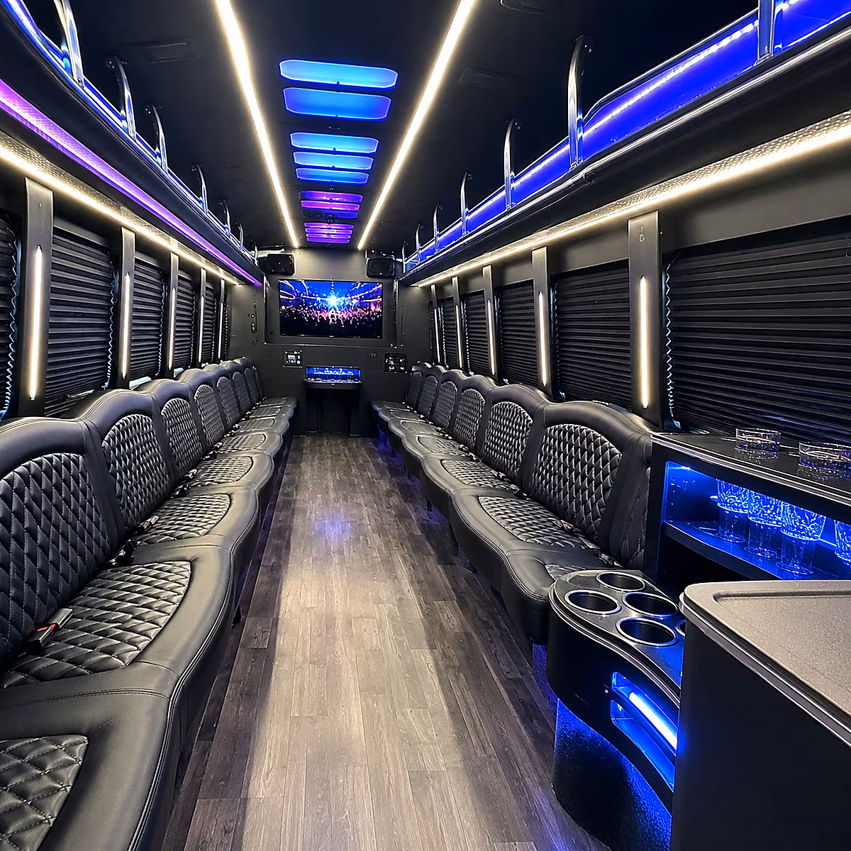 Pembroke Pines Birthday, Sweet 16, & Quinceañera Transportation party bus interior