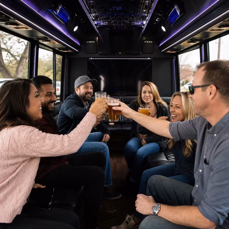Black Mercedes Sprinter van staged for an Pembroke Pines Winery & Brewery Tour Transportation group
